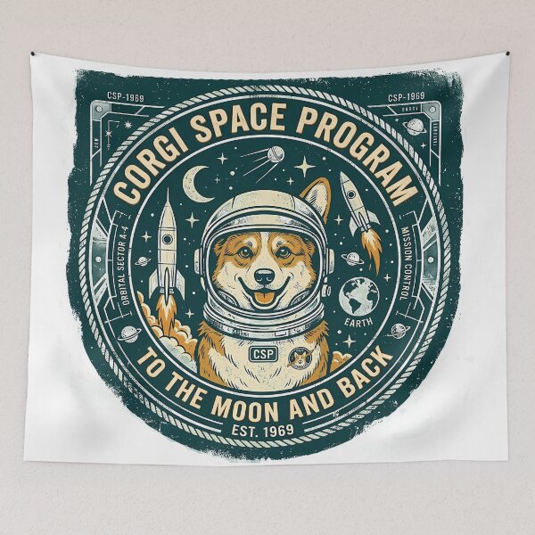 Item preview, Vintage Corgi Space Program Shirt, Retro Corgi Astronaut Badge To The Moon And Back Est 1969 Tee, Unique Corgi Space Gift for Dog and Science Lovers designed and sold by Wearable Canvas...