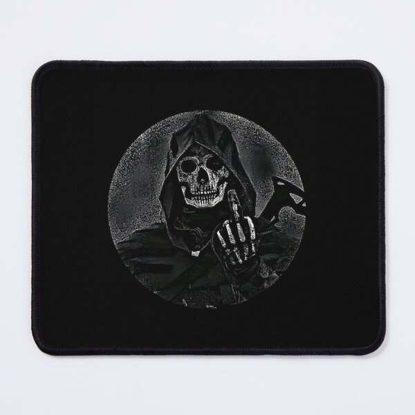 Item preview, Grim Reaper Middle Finger Art - Grungy Black and White Skeleton Crest Graphic designed and sold by GrimNest.