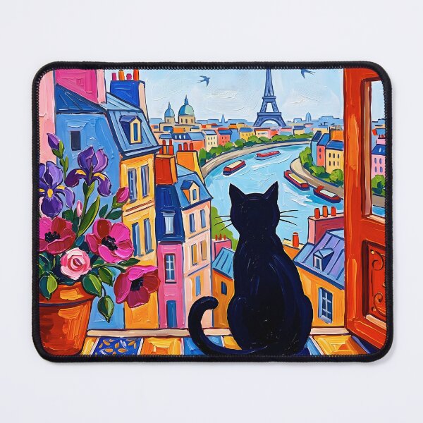 Item preview, Black Cat parís Window View Art designed and sold by Timegraf.