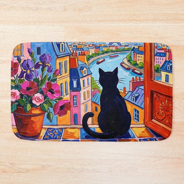 Item preview, Black Cat parís Window View Art designed and sold by Timegraf.