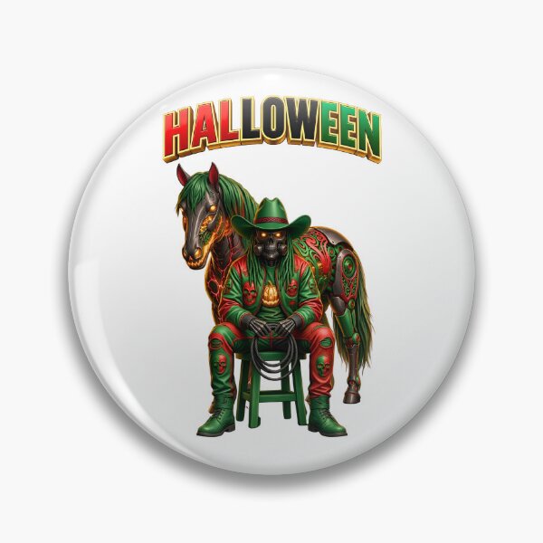 Artikelvorschau, Halloween-Cowboy-Skelettreiter mit verfluchtem Pferd | Gothic-Western-Horror-Design entworfen und verkauft von ArtSpark Studio.