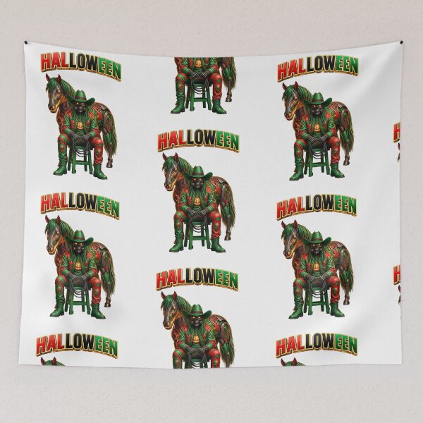 Item preview, Halloween Cowboy Skeleton Rider with Haunted Horse | Gothic Western Horror Design designed and sold by ArtSpark Studio.