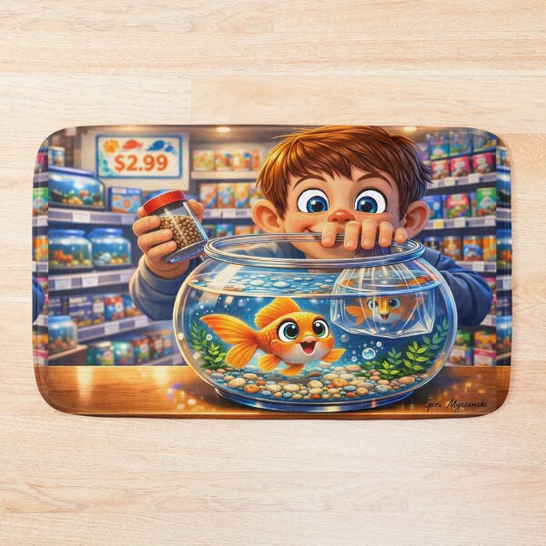Item preview, My First Goldfish purchase – Hyper‑Digital Cartoon Pet Store Scene designed and sold by The Art Queen Of Michigan .