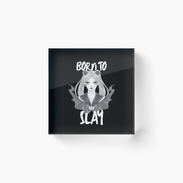 Item preview, B&W Magical Girl Painting ft. Empowering Quote: "Born to Slay" designed and sold by SpringTeaDesigns.