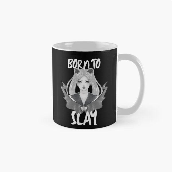 Item preview, B&W Magical Girl Painting ft. Empowering Quote: "Born to Slay" designed and sold by SpringTeaDesigns.