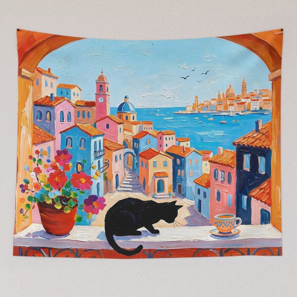 Item preview, Black Cat parís Window View Art designed and sold by Timegraf.