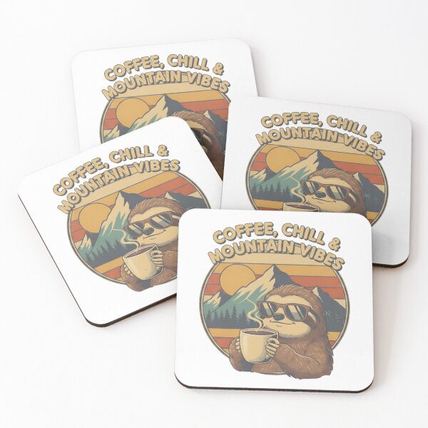 Item preview, Coffee Chill & Mountain Vibes Sloth Vintage Coffee Lover Hiking designed and sold by PT PROJECT.