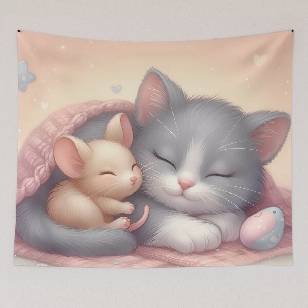 Item preview, Sweet Dreams, Kitten and Mouse designed and sold by TinCatOutPost.