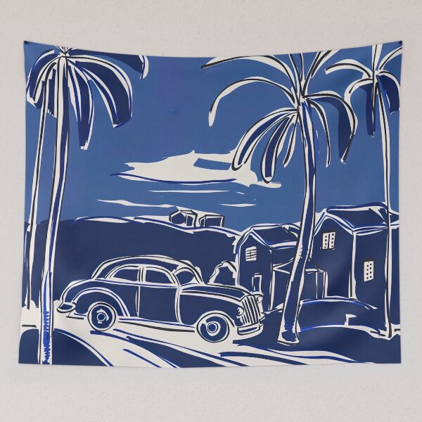 Item preview, Cuba landscape - Blue Abstract Art designed and sold by shadow-bloom.