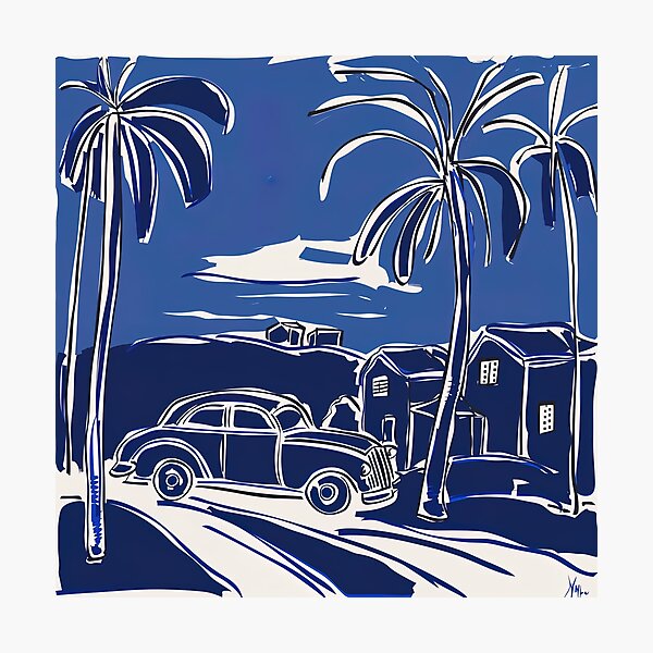 Item preview, Cuba landscape - Blue Abstract Art designed and sold by shadow-bloom.