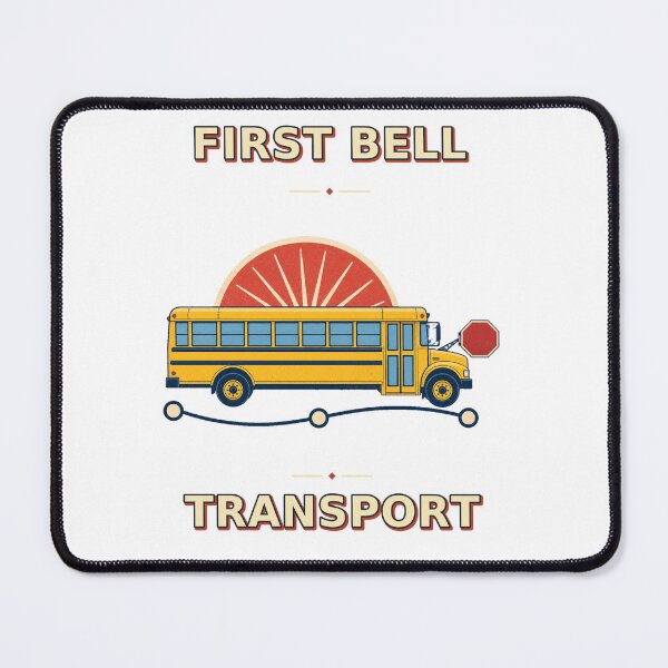 Item preview, First Bell Transport Retro School Bus Graphic designed and sold by Freshloop Studio | Whimsical Vintage Art.