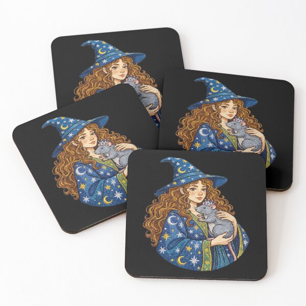 Item preview, Witch Girl Holding Pet Mouse Celestial Magic designed and sold by TeeARTHY.
