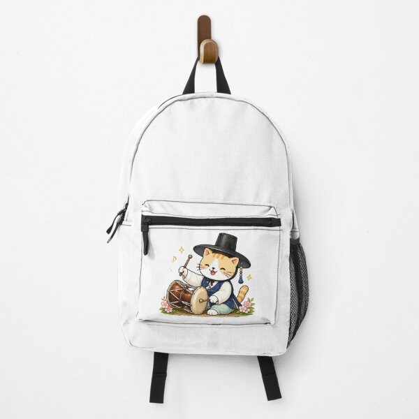 Item preview, Cute Korean Traditional Hanbok Cat Playing Janggu Hourglass Drum Illustration designed and sold by NoopnyangStudio.