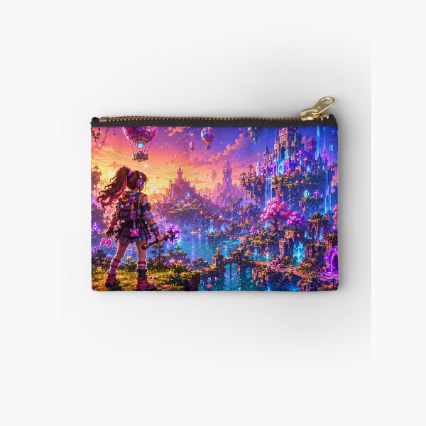 Item preview, Girl Explorer Overlooks a Neon Sky City designed and sold by pixelpopplanet.