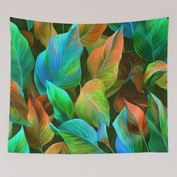 Item preview, Fantasy Leaves In Vibrant Blue, Green And Orange designed and sold by DEC02.