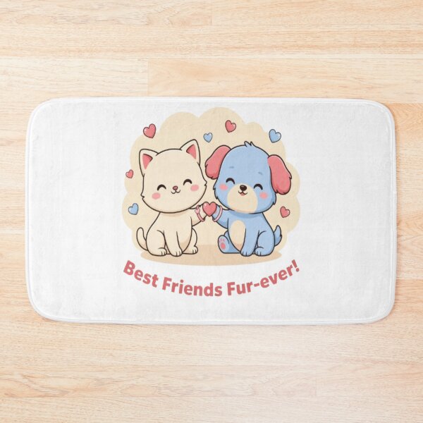 Item preview, Best Friends Fur Ever Cute Cat and Dog Friendship Design designed and sold by InspiredCreatives.