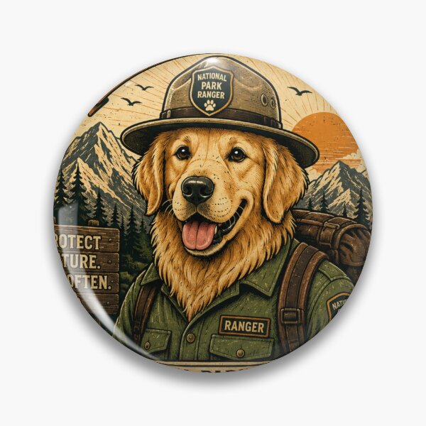 Item preview, Golden Retriever National Park Ranger Vintage Outdoor Dog Lover Retro T-Shirt designed and sold by TeeVibeHaus.