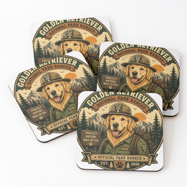 Item preview, Golden Retriever National Park Ranger Vintage Outdoor Dog Lover Retro T-Shirt designed and sold by TeeVibeHaus.