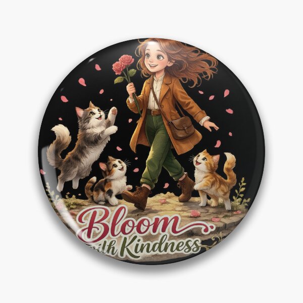Item preview, Bloom with Kindness – Girl with Cats & Flowers designed and sold by thirtyonestars.