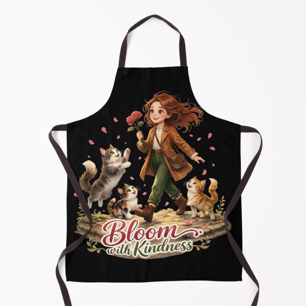 Item preview, Bloom with Kindness – Girl with Cats & Flowers designed and sold by thirtyonestars.
