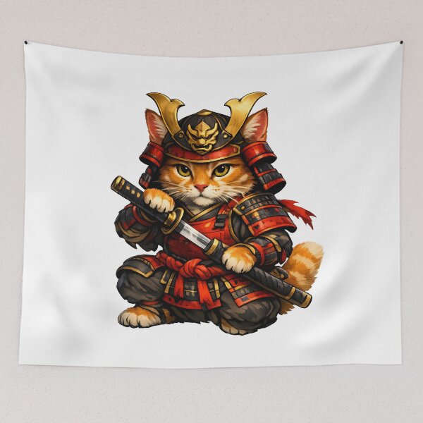 Item preview, Orange Cat Samurai Warrior – Japanese Warrior Cat designed and sold by builtforyou.
