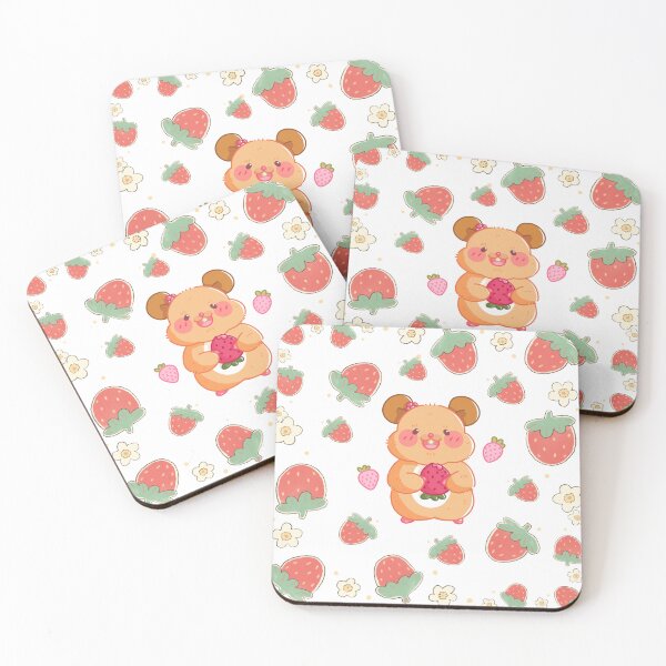 Item preview, Cute Kawaii Hamster Eating Strawberry Sweet Berry Fruit Pattern white designed and sold by Art IN Pack.