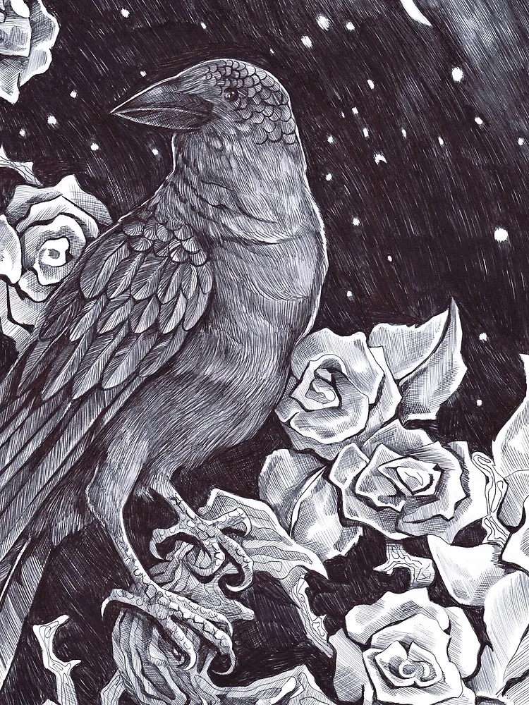 Thumbnail 3 of 3, Scarf, Raven Roses designed and sold by Dawn Paws.