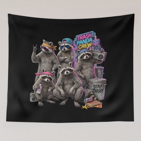 Item preview, Trash Panda Crew Hip Hop Raccoons With Boombox designed and sold by TeeARTHY.