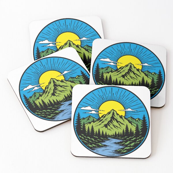 Item preview, Mountain Sunrise Forest Scene – Color Adventure Nature Graphic designed and sold by PIXEL POP DESIGNS - Beyond the Norm!.