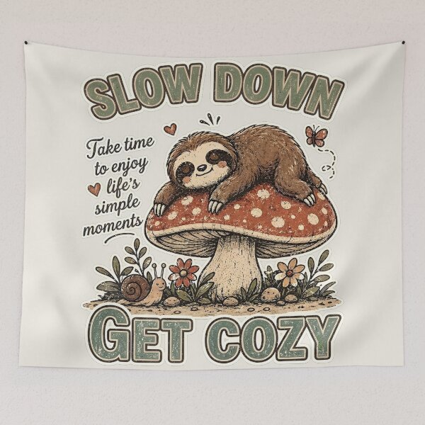 Item preview, Slow Down Get Cozy Vintage Sloth designed and sold by radiogalaxy.