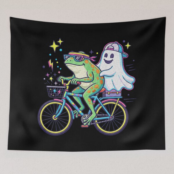 Item preview, Cool Frog Riding Bicycle With Ghost   designed and sold by TeeARTHY.