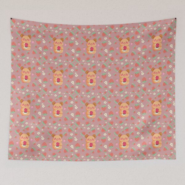 Item preview, Cute Kawaii Hamster Eating Strawberry Sweet Berry Fruit Pattern pink designed and sold by Art IN Pack.