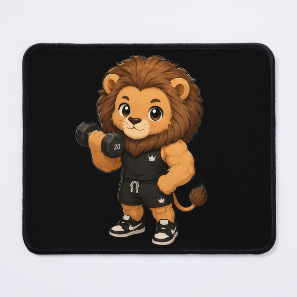 Item preview, Kawaii Gym Lion – Cute Strong Lion Workout Cartoon | Fitness Animal Illustration designed and sold by LeonixPrint.