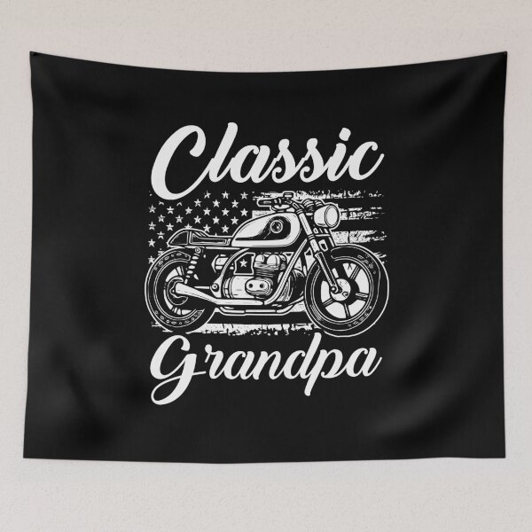 Item preview, Classic Grandpa Vintage Motorcycle Distressed American Flag designed and sold by Dmetalx Art Apparel.