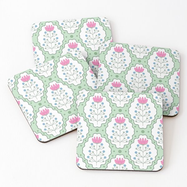 Item preview, Folk floral framed green dotted  designed and sold by ArtFanatic97.