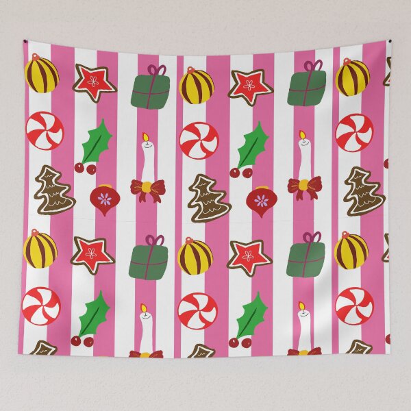 Item preview, Rich Pink Stripes Merry Christmas Cookies and Ornaments designed and sold by Designs by Sara Felton.