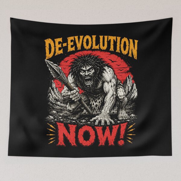 Item preview, De-Evolution Now Primitive Caveman Revolt designed and sold by Victor Shadehorn.