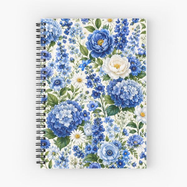 Item preview, Blue Watercolor Floral Bouquet Pattern | Hydrangea Peony Daisy Botanical Print designed and sold by Genesis-Ink.