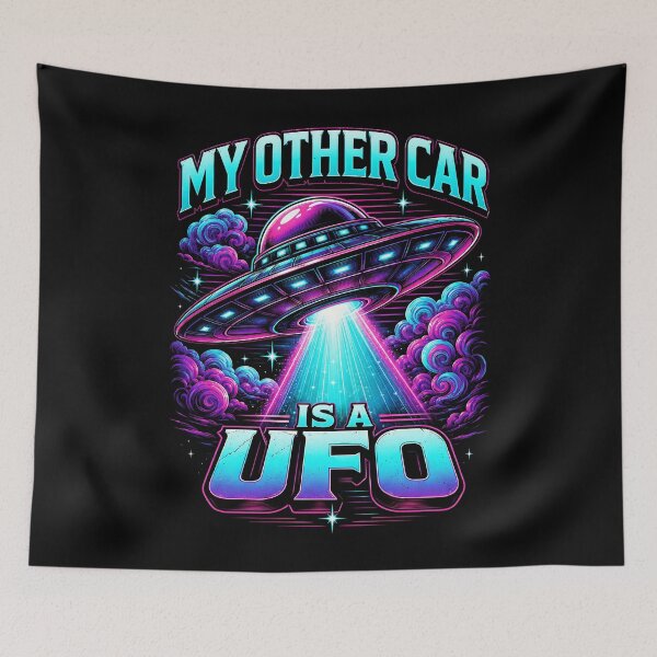Item preview, My Other Car Is a UFO Neon Alien Humor designed and sold by Victor Shadehorn.