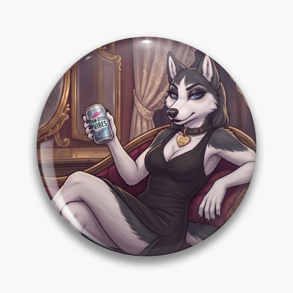 Item preview, Paw-sitive Vibes Sassy Husky Queen in Black Dress Furry Art designed and sold by Trevor Cutler.