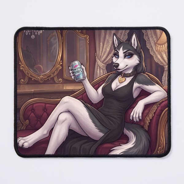 Item preview, Paw-sitive Vibes Sassy Husky Queen in Black Dress Furry Art designed and sold by Trevor Cutler.