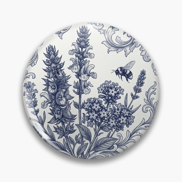 Item preview, Blue Lavender Toile Damask Pattern designed and sold by FawnFeatherCo.