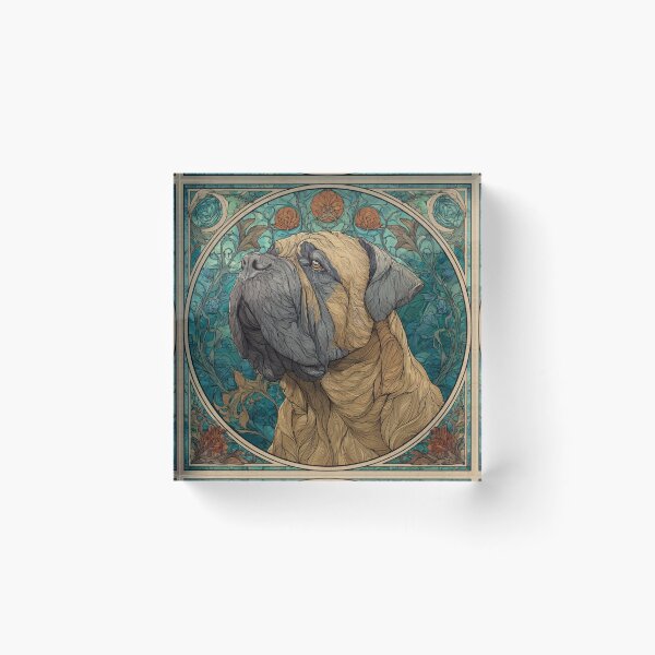 Item preview, Art nouveau Bullmastiff puppy dog designed and sold by MendaciousMina.