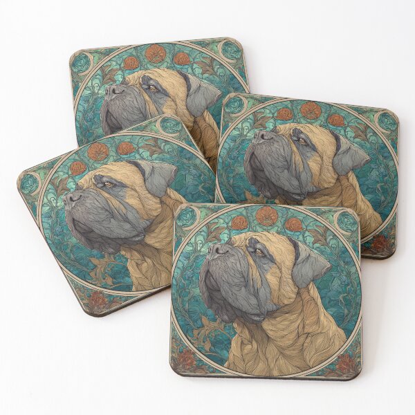 Item preview, Art nouveau Bullmastiff puppy dog designed and sold by MendaciousMina.