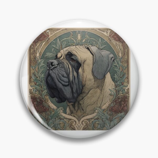 Item preview, Art nouveau Bullmastiff puppy dog designed and sold by MendaciousMina.