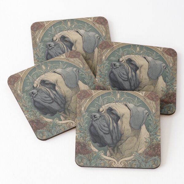 Item preview, Art nouveau Bullmastiff puppy dog designed and sold by MendaciousMina.