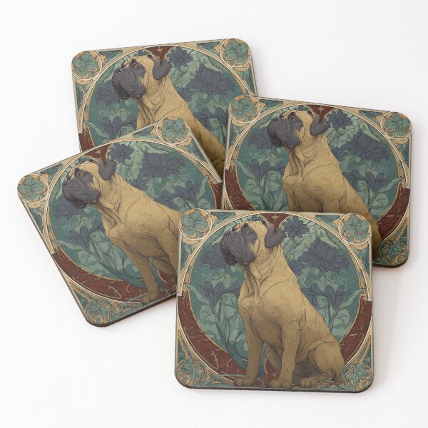 Item preview, Art nouveau Bullmastiff puppy dog designed and sold by MendaciousMina.