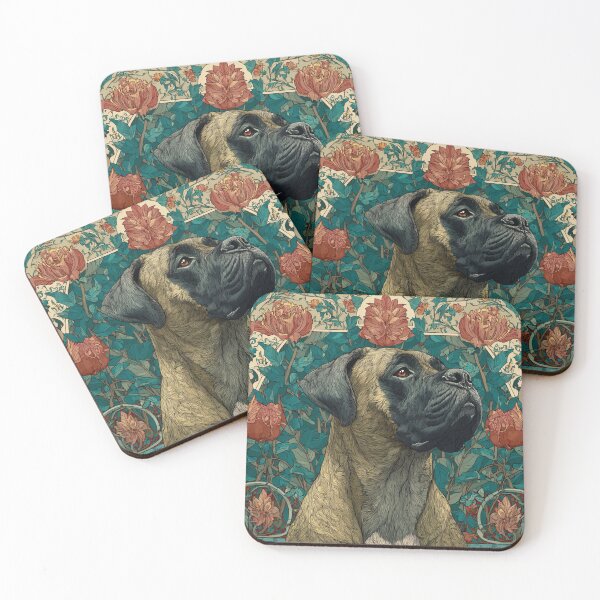 Item preview, Art nouveau Bullmastiff puppy dog designed and sold by MendaciousMina.