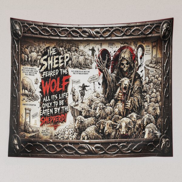 Item preview, The Sheep Feared the Wolf All Its Life | Dark Philosophy Quote Gothic Skull Design designed and sold by Alchemy Forge.