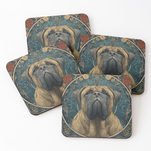 Item preview, Art nouveau Bullmastiff puppy dog designed and sold by MendaciousMina.